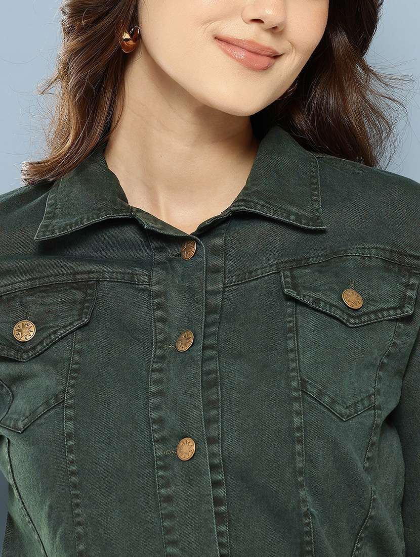 women solid long sleeve denim jacket - 22265811 -  Standard Image - 4