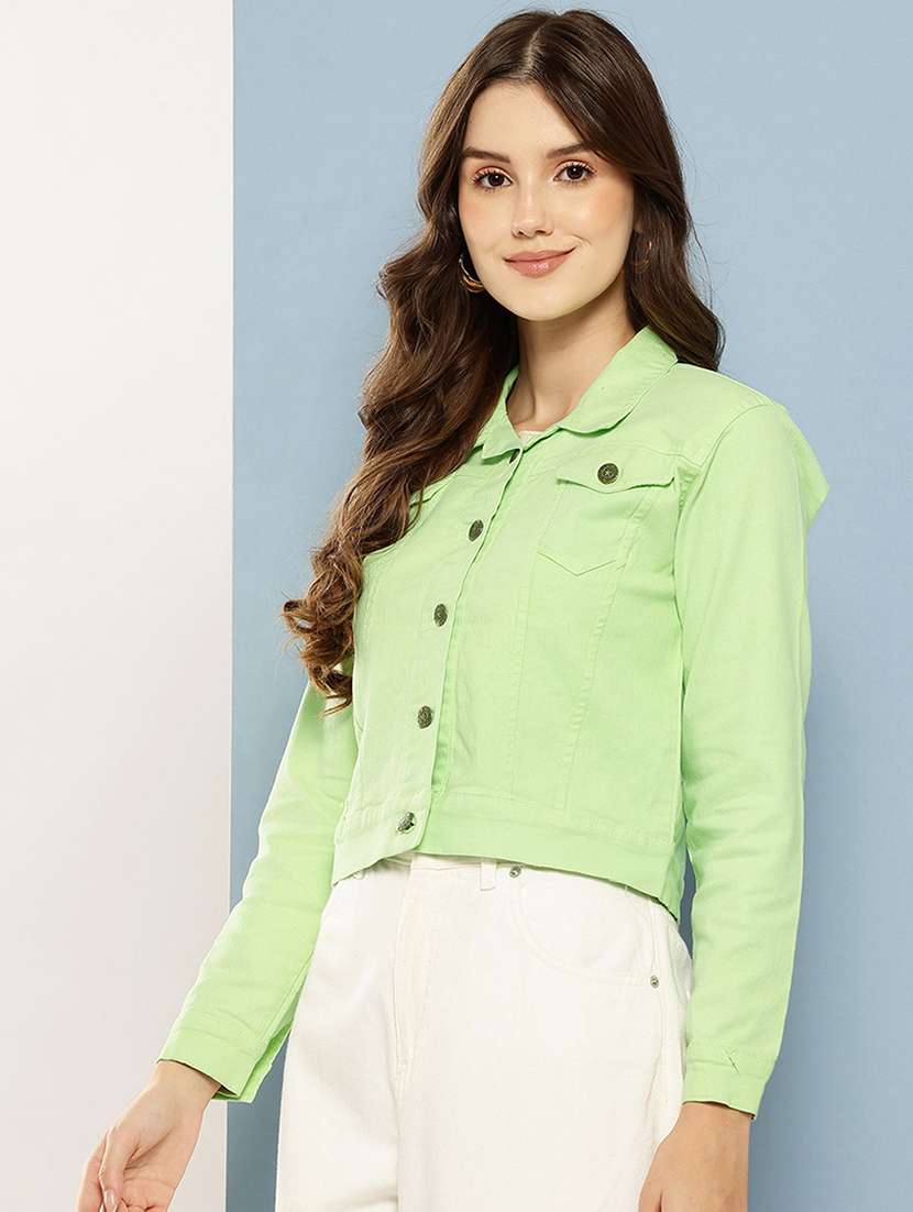 women solid long sleeve denim jacket - 22265813 -  Standard Image - 1