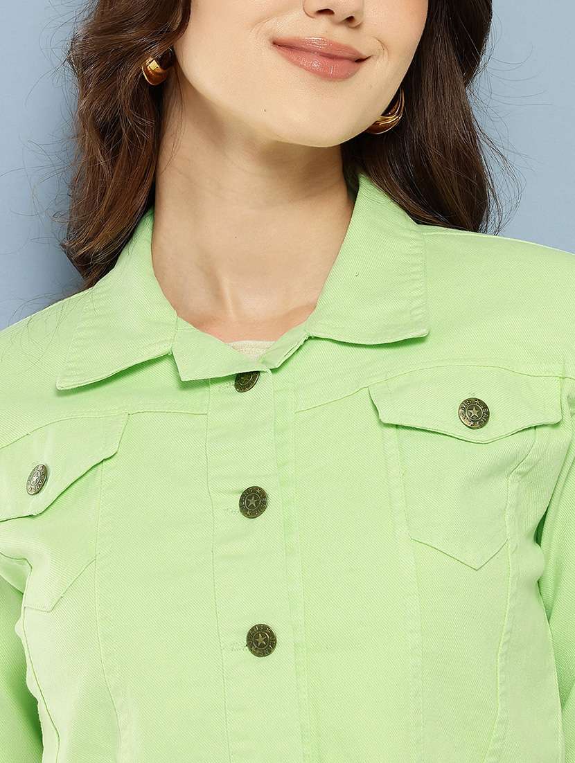 women solid long sleeve denim jacket - 22265813 -  Standard Image - 4