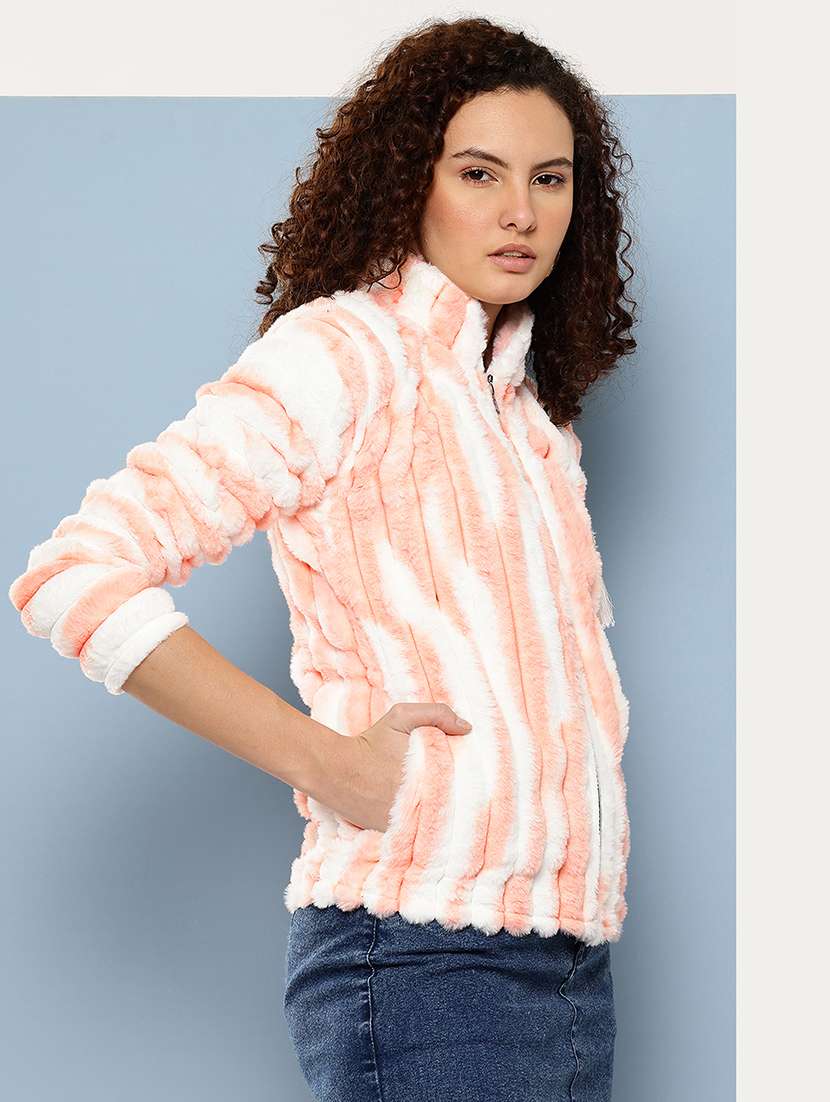 women printed long sleeve fur jacket - 22265823 -  Standard Image - 1