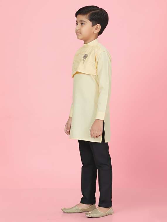 boys solid long sleeve straight kurta - 22265831 -  Standard Image - 1