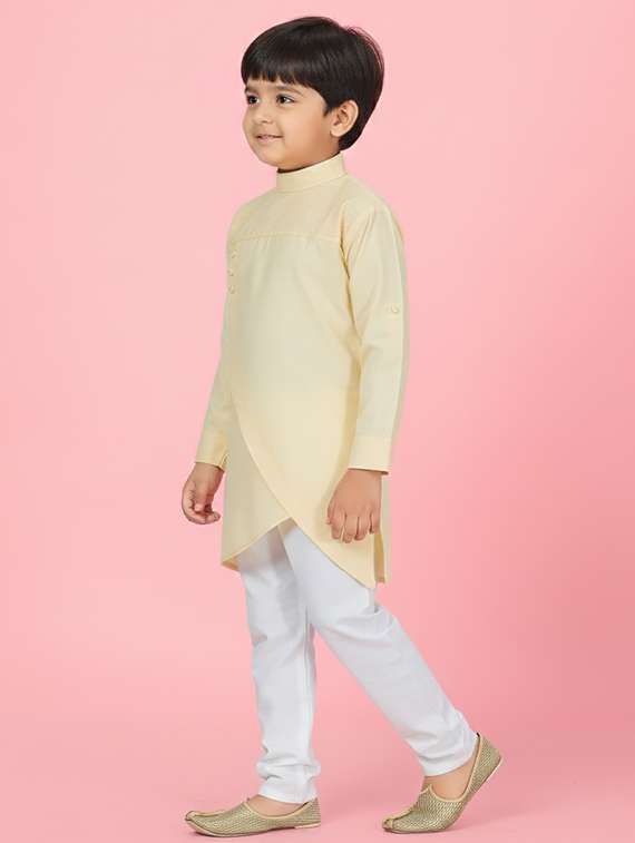 boys solid long sleeve asymmetric kurta - 22265833 -  Standard Image - 1