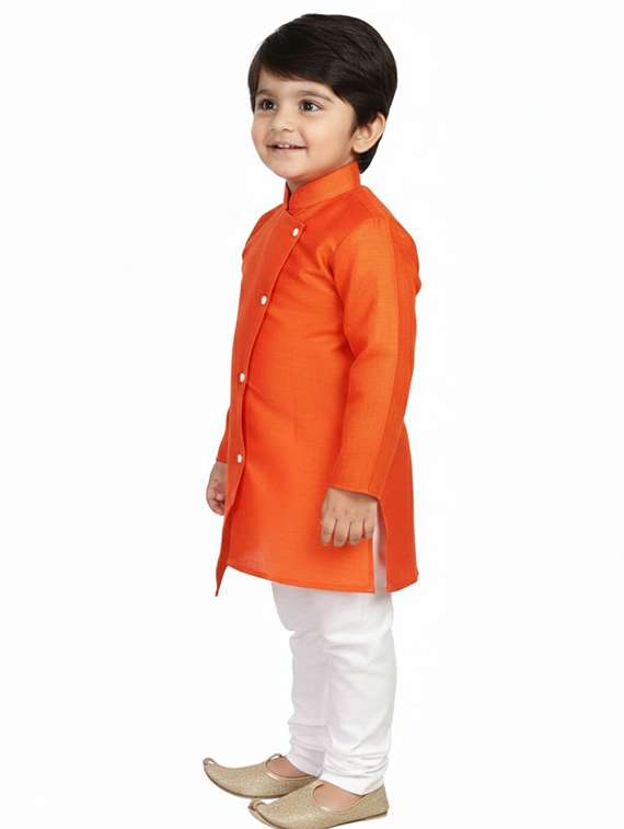 boys solid long sleeve asymmetric kurta - 22265834 -  Standard Image - 1