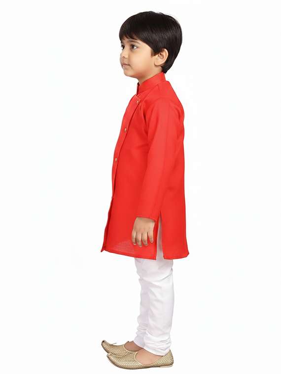 boys solid long sleeve asymmetric kurta - 22265835 -  Standard Image - 1
