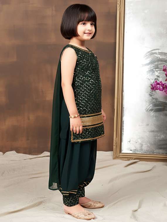 girls embroidered kurta and salwar set with dupatta - 22265837 -  Standard Image - 1