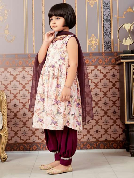girls embroidered kurta and salwar set with dupatta - 22265838 -  Standard Image - 1