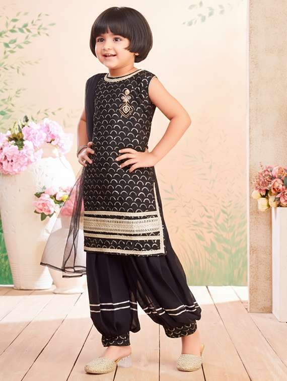 girls embroidered kurta and salwar set with dupatta - 22265839 -  Standard Image - 1