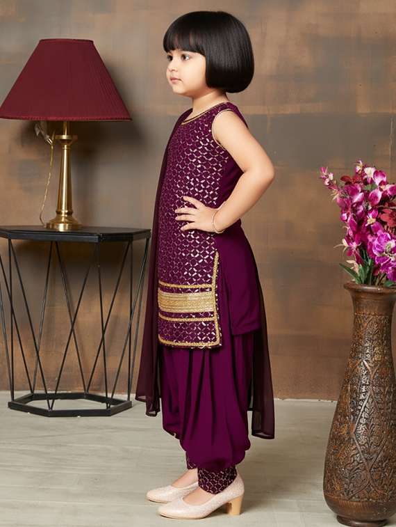 girls embroidered kurta and salwar set with dupatta - 22265841 -  Standard Image - 1