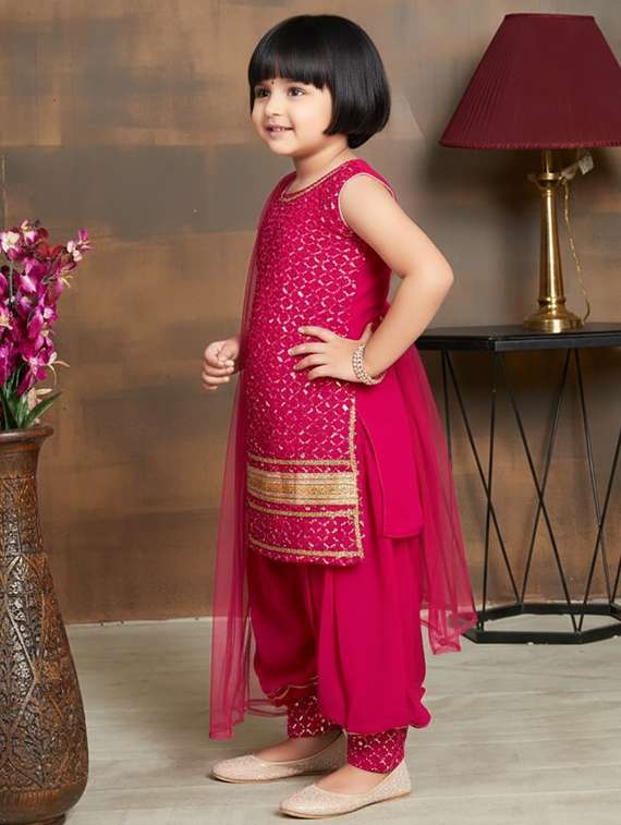 girls embroidered kurta and salwar set with dupatta - 22265842 -  Standard Image - 1