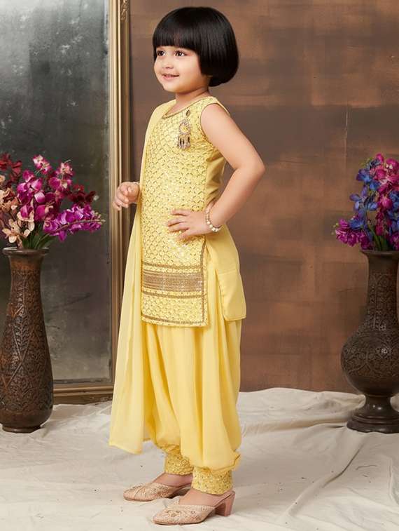 girls embroidered kurta and salwar set with dupatta - 22265844 -  Standard Image - 1