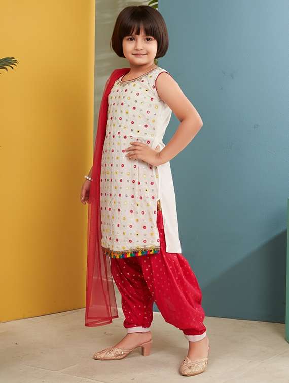 girls embroidered kurta and salwar set with dupatta - 22265848 -  Standard Image - 1