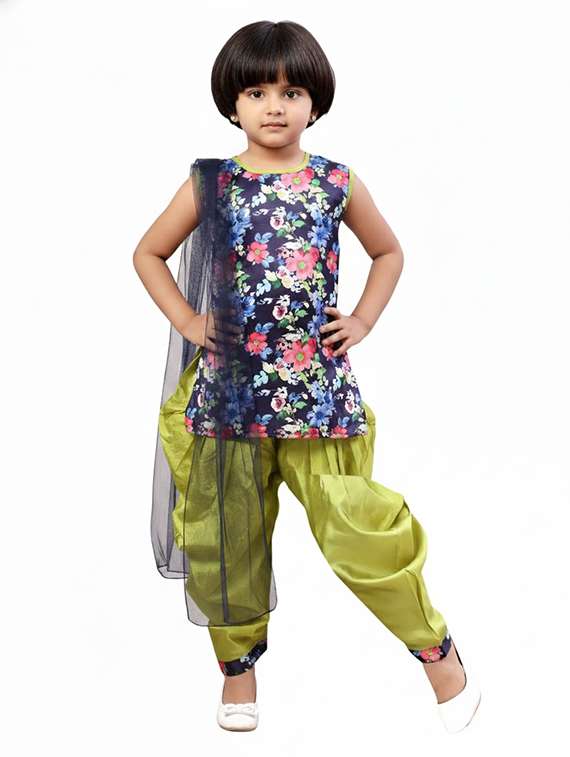 girls printed kurta and salwar with dupatta set - 22265849 -  Standard Image - 1