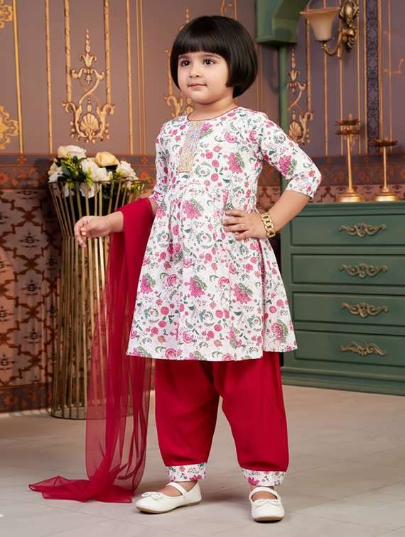 girls kurta and salwar set with dupatta - 22265854 -  Standard Image - 1