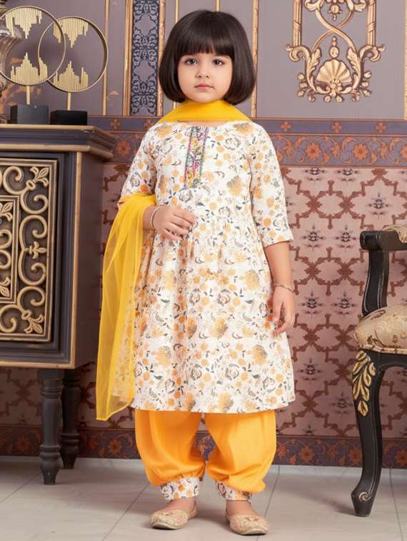 girls kurta and salwar set with dupatta - 22265855 -  Standard Image - 1