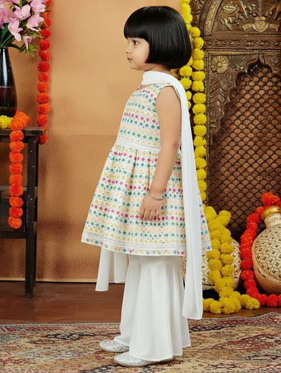 girls printed kurta and sharara set with dupatta - 22265858 -  Standard Image - 1