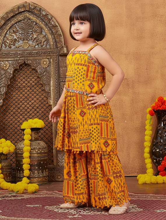 girls printed kurta and sharara set  - 22265859 -  Standard Image - 1