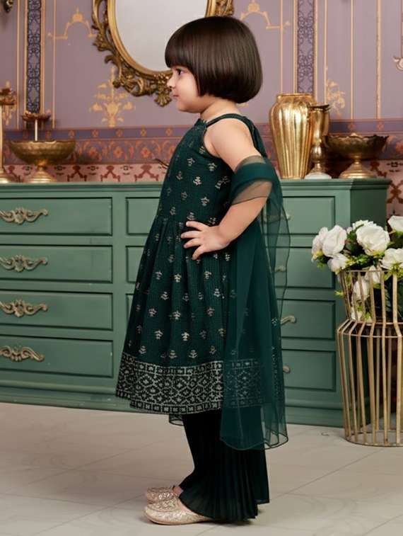 girls embellished kurta and sharara set with dupatta - 22265860 -  Standard Image - 1