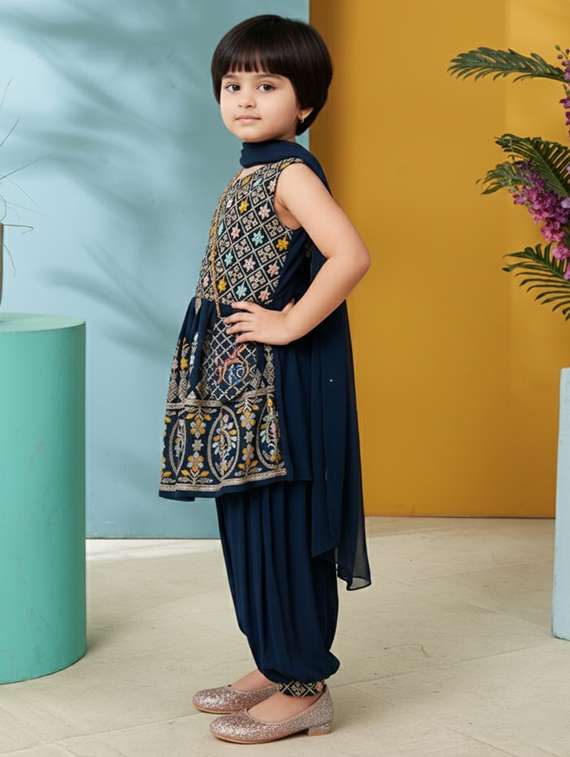girls embroidered kurta and salwar set with dupatta - 22265862 -  Standard Image - 1
