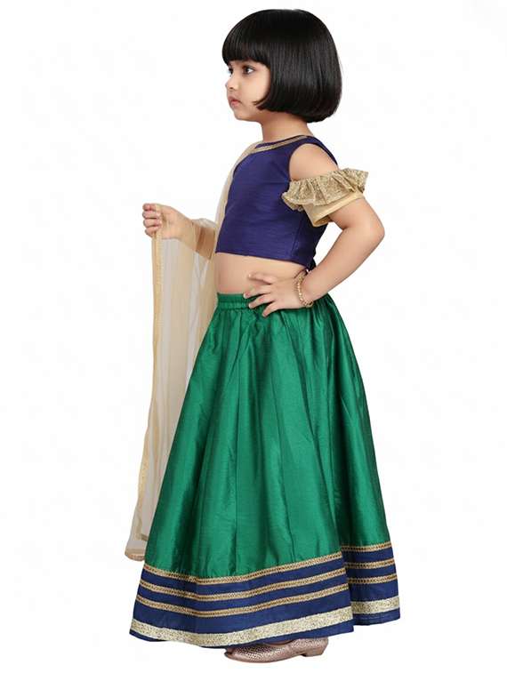 girls solid lehenga and choli with duppata set - 22265872 -  Standard Image - 1