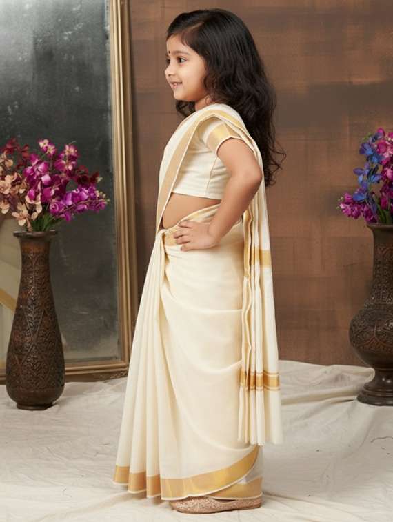 girls bordered ready to wear saree - 22265873 -  Standard Image - 1