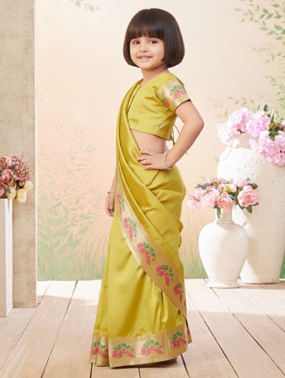 girls bordered ready to wear saree - 22265875 -  Standard Image - 1