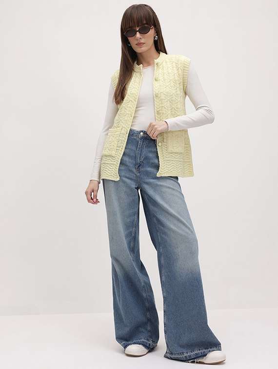 women self designed sleeveless cardigan - 22265877 -  Standard Image - 4