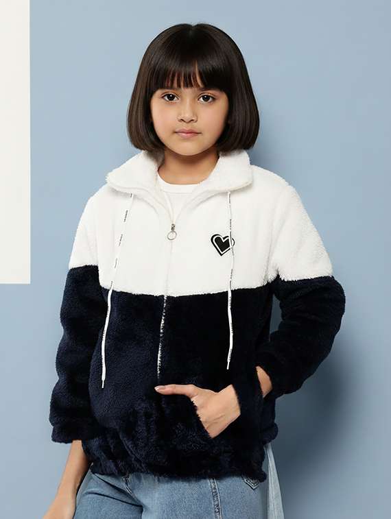 girls color blocked long sleeve jacket - 22265881 -  Standard Image - 1