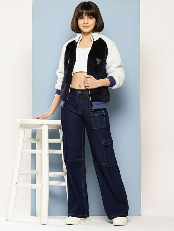 girls color blocked long sleeve jacket - 22265883 -  Standard Image - 4