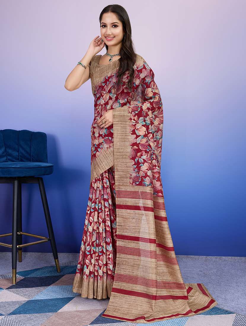 women printed casual wear saree with blouse - 22265911 -  Standard Image - 1