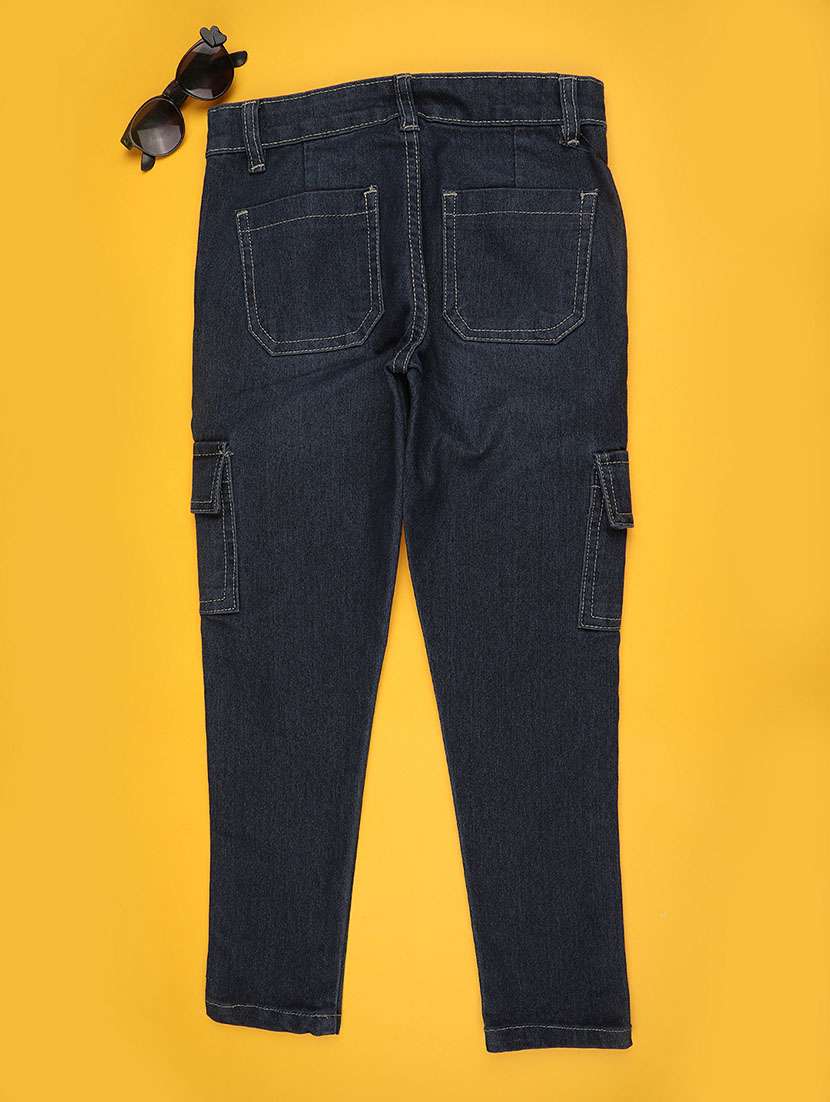 girls solid mid rise cargo jean - 22266101 -  Standard Image - 1