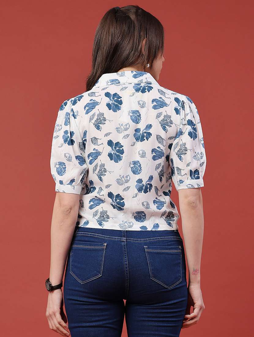 women blue cotton regular shirt - 22266104 -  Standard Image - 4