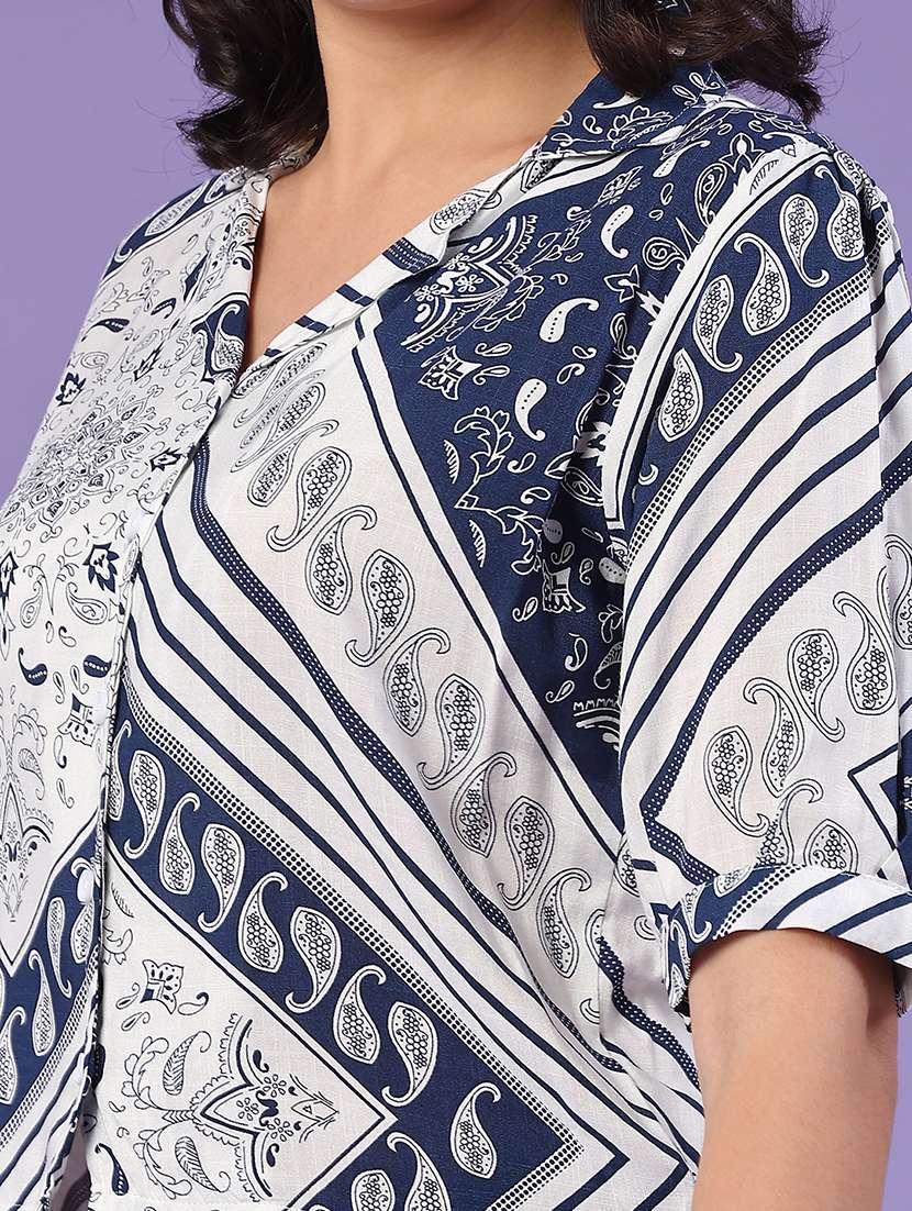 women blue cotton regular shirt - 22266105 -  Standard Image - 1