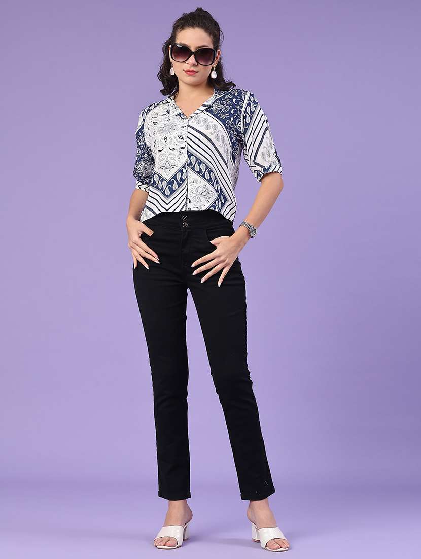 women blue cotton regular shirt - 22266105 -  Standard Image - 4