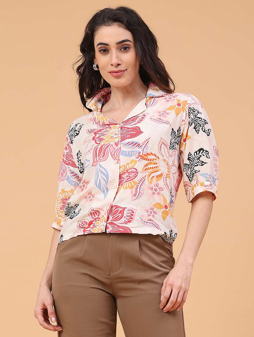 women floral print short sleeve shirt - 22266106 -  Standard Image - 1
