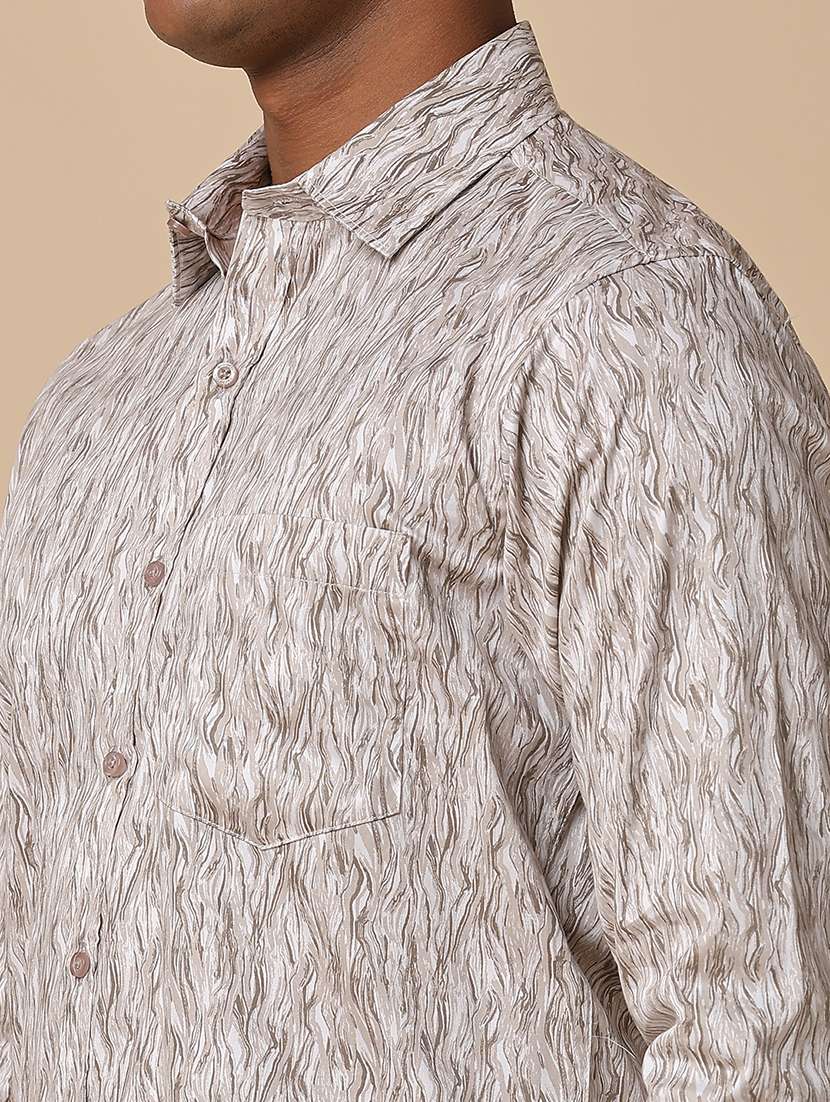 men printed long sleeve regular fit casual shirt - 22266238 -  Standard Image - 1