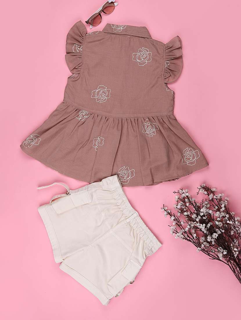 brown polyester skirt top twin sets & jump suit - 22266322 -  Standard Image - 1