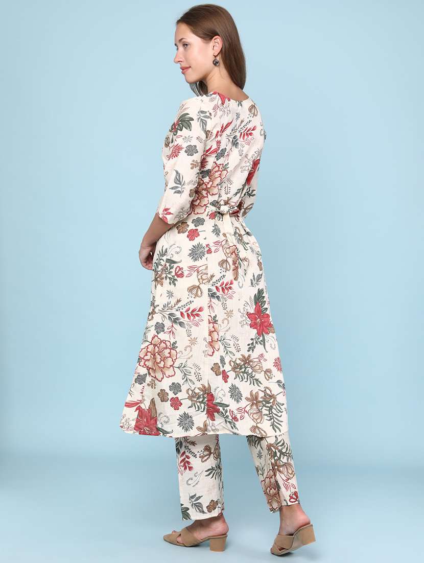 women floral printed three quarter sleeve ethnic co-ord set - 22266365 -  Standard Image - 4