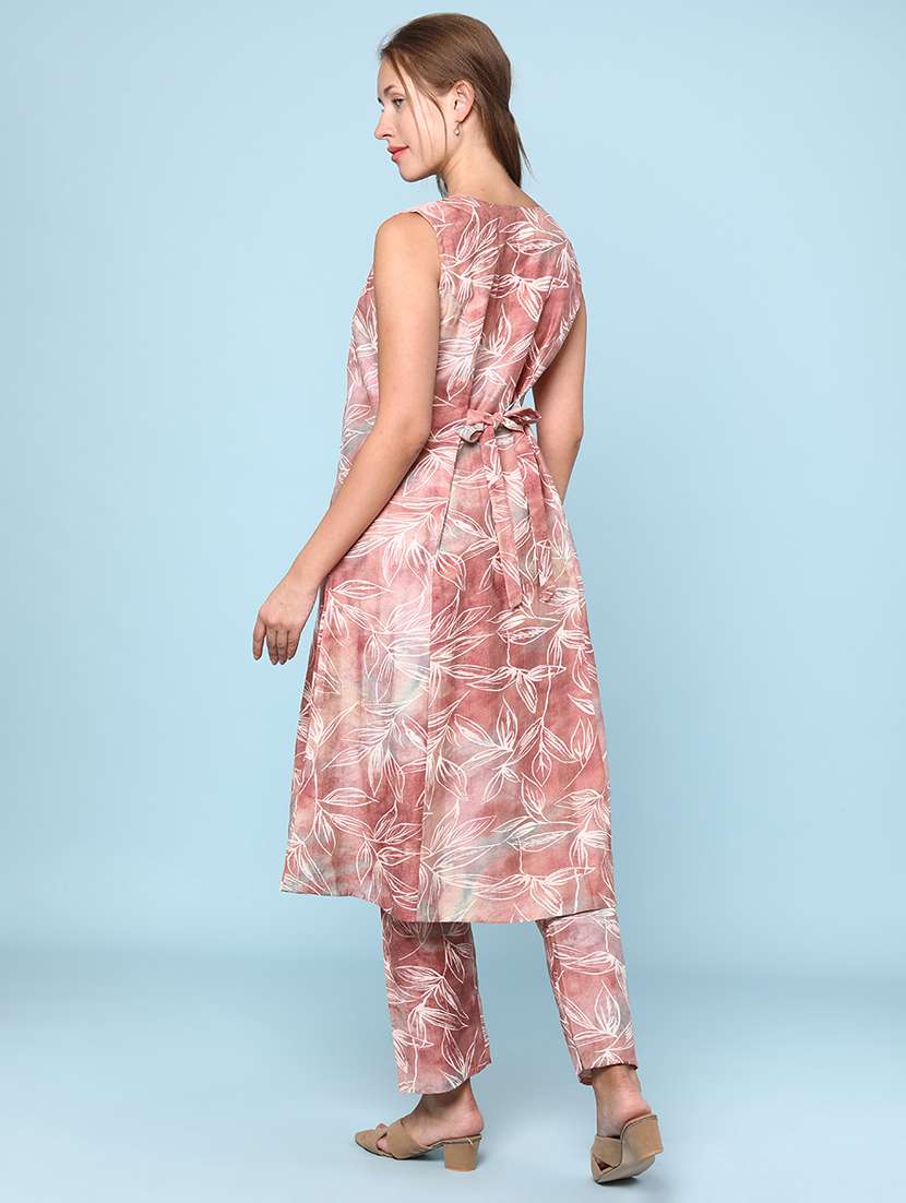 women printed sleeveless ethnic co-ord set - 22266377 -  Standard Image - 4