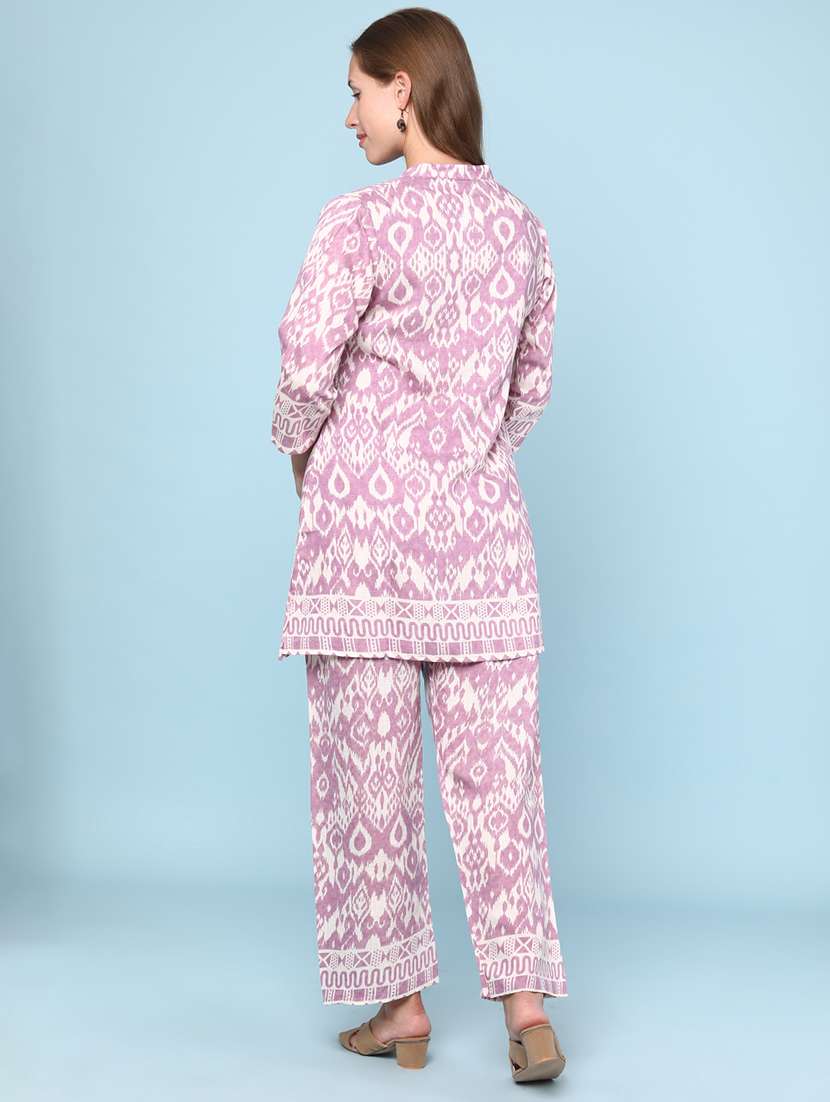 women ikat printed three quarter sleeve ethnic co-ord set - 22266422 -  Standard Image - 4