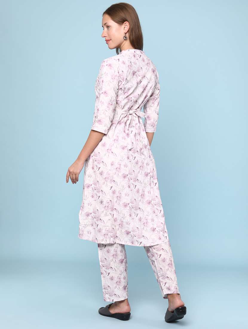 women floral printed three quarter sleeve ethnic co-ord set - 22266427 -  Standard Image - 4