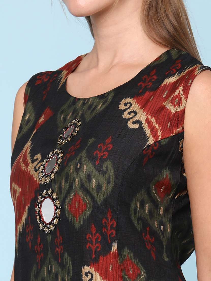 women ikat printed sleeveless ethnic co-ord set - 22266428 -  Standard Image - 1