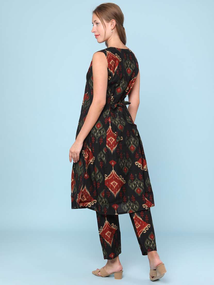 women ikat printed sleeveless ethnic co-ord set - 22266428 -  Standard Image - 4