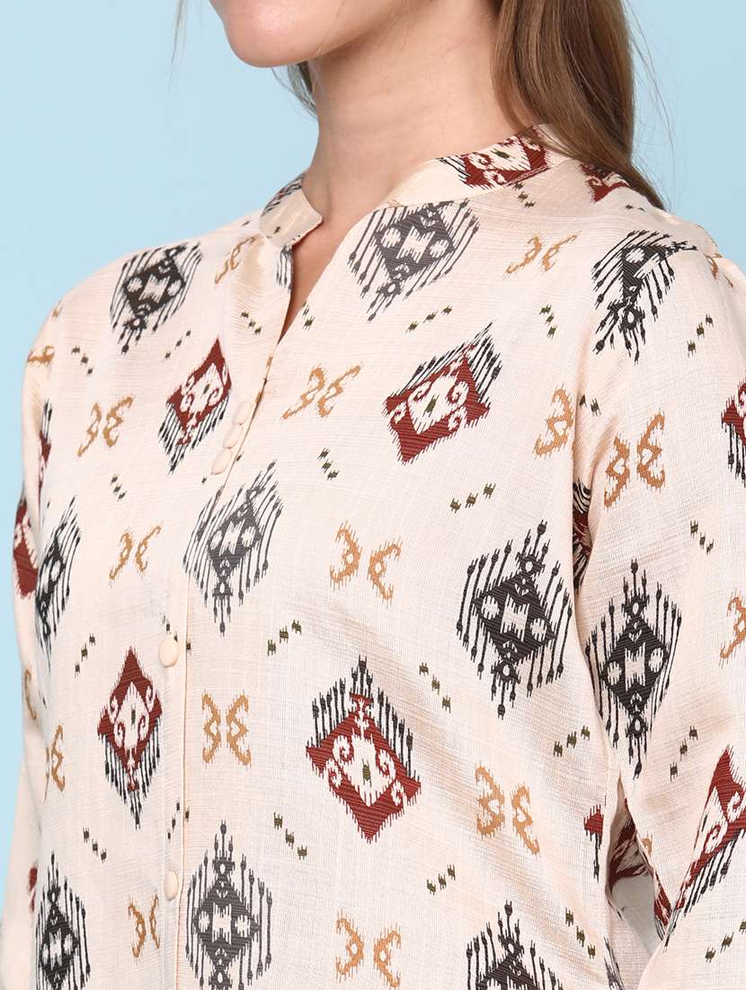 women printed three quarter sleeve ethnic co-ord set - 22266439 -  Standard Image - 1