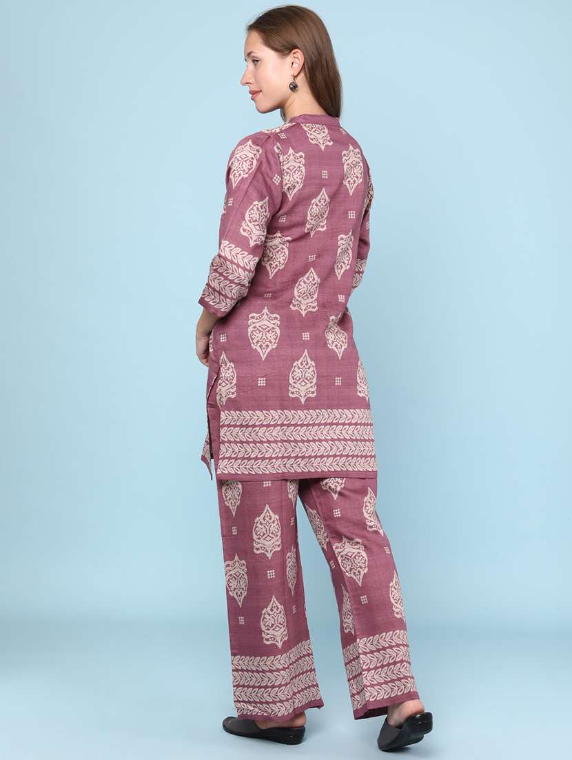women printed three quarter sleeve ethnic co-ord set - 22266441 -  Standard Image - 4