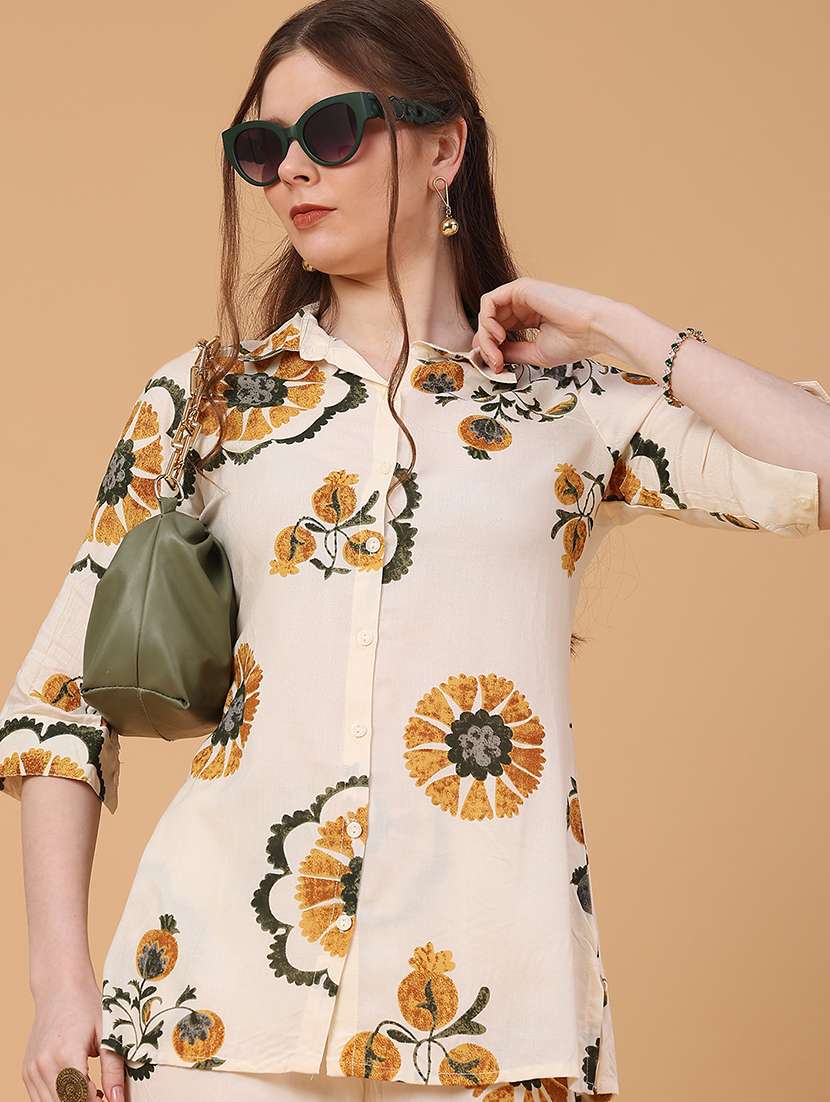 women floral three quarter sleeve ethnic co-ord set - 22266446 -  Standard Image - 1