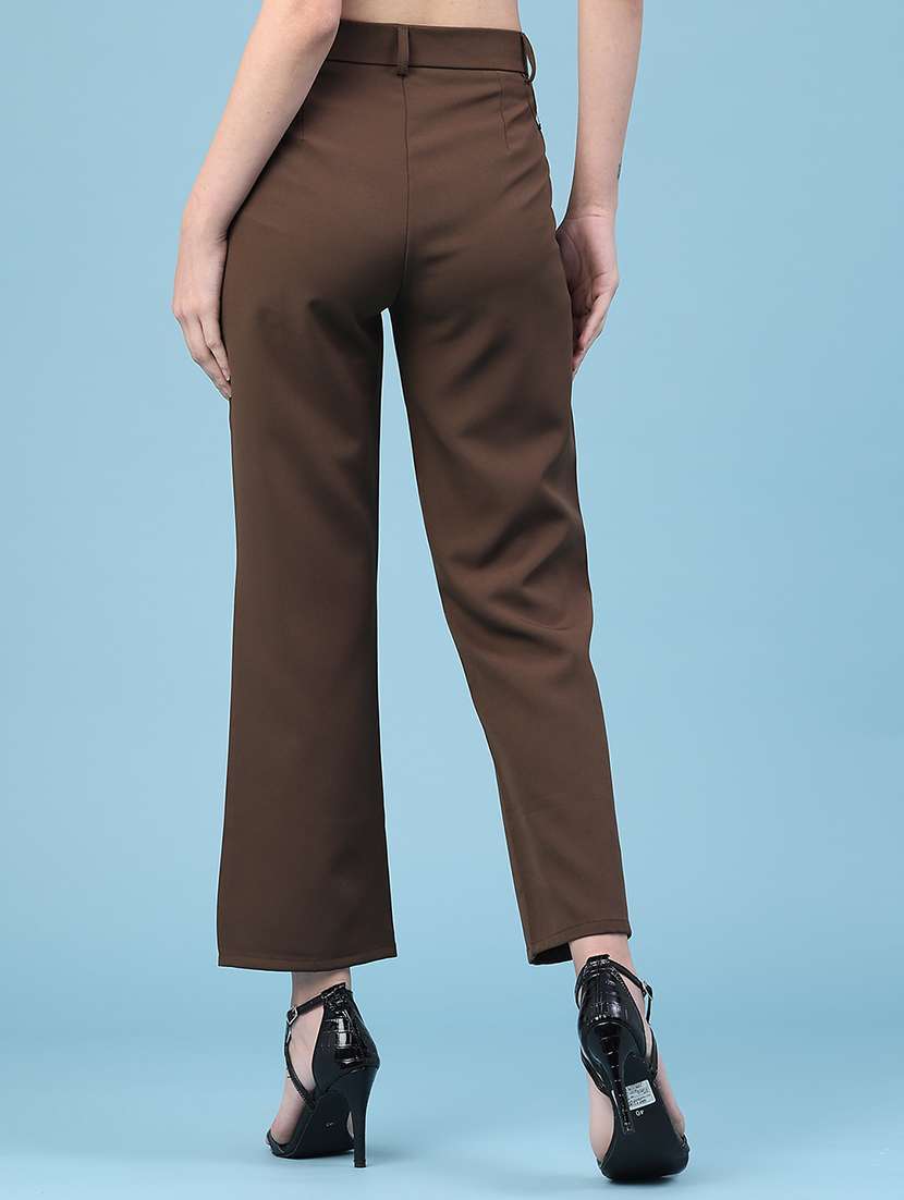 Women Solid Mid Rise Straight Trouser - 22266491 -  Standard Image - 4