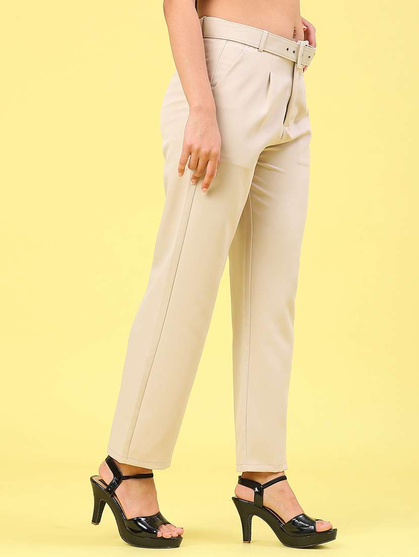 women solid mid rise straight trouser - 22266498 -  Standard Image - 1
