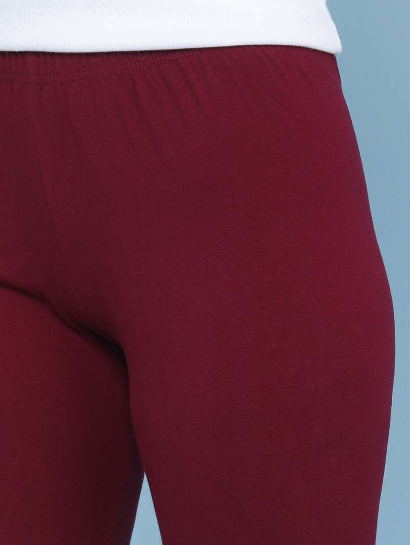 Women Solid Mid Rise Leggings - 22266646 -  Standard Image - 1