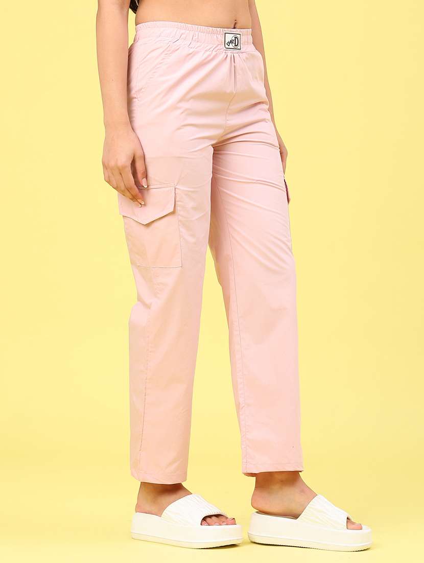 women solid mid rise regular fit cargo - 22266674 -  Standard Image - 1