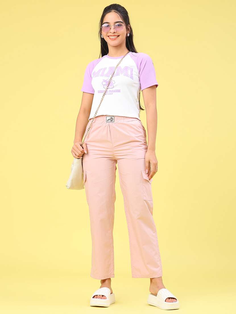 women solid mid rise regular fit cargo - 22266674 -  Standard Image - 4